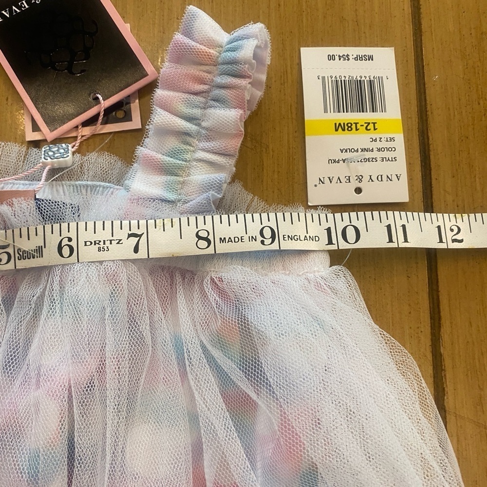 Infant Set Polka Pastel New 12-18 Months Pretty Andy & Evan - Picture 4 of 12